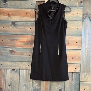 Sharagano Black Zip-Front Mini Dress